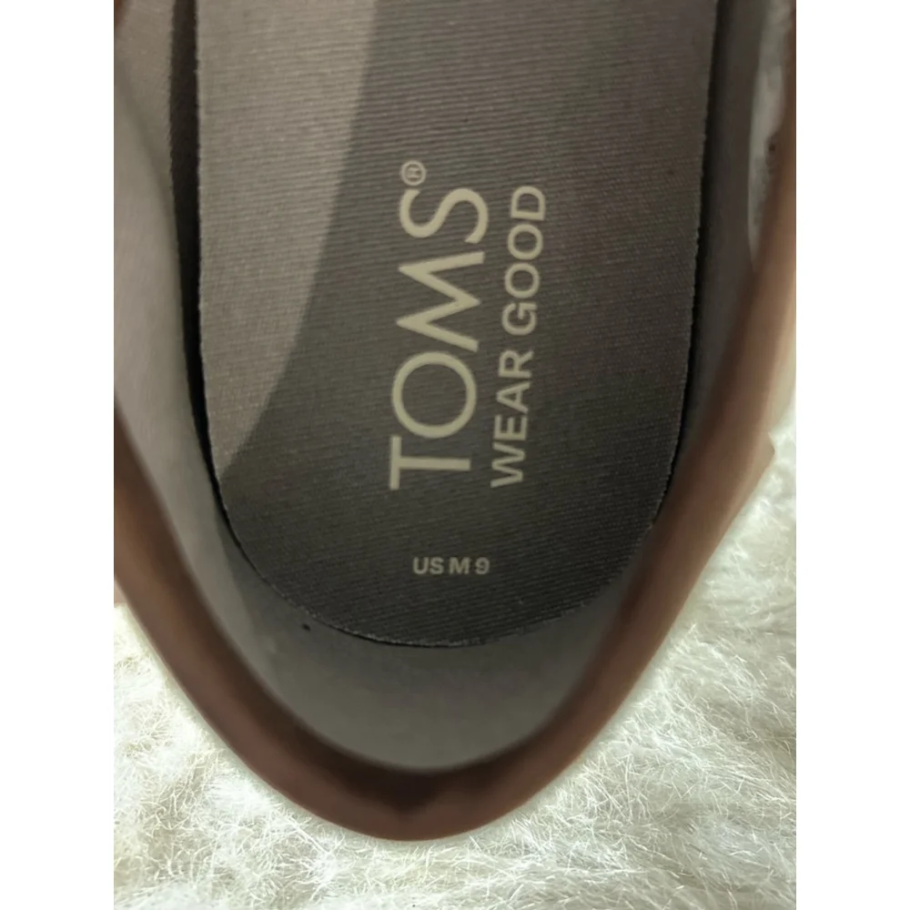 TOMS Alpargata Cloudbound Grey Canvas Slip on Shoes with Brown Trim Men Size 9